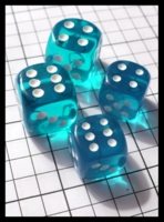 Dice : Dice - 6D Pipped - Blue Aqua Transparent with White Pips 2 Pairs - FA collection buy Dec 2010